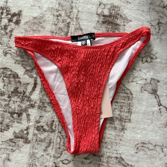 Missguided + Other - NEW Missguided Textured Coral Red Bikini Bottom Size 2